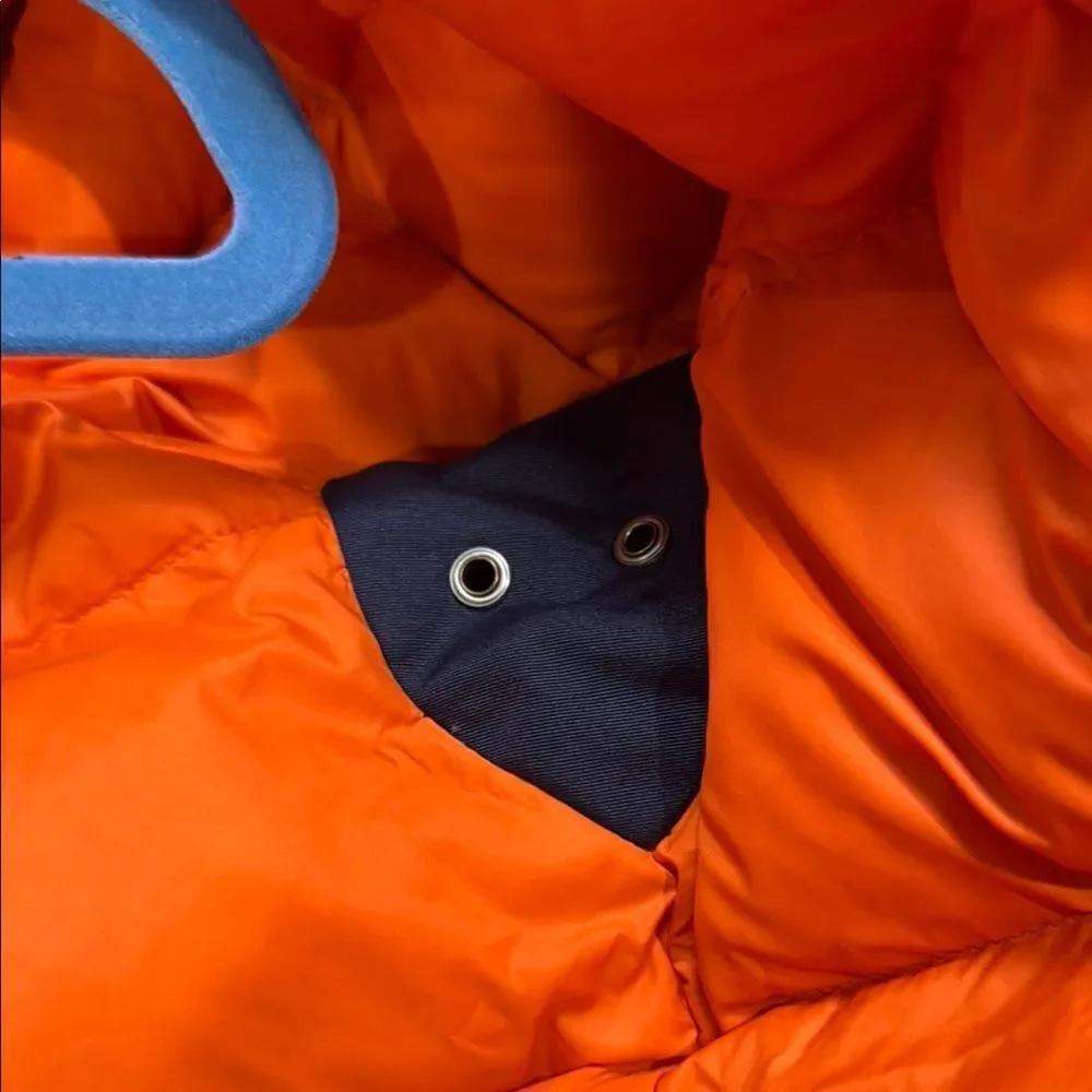 Polo by Ralph Lauren Blue and Orange Puffer Jacket with Faux Fur Hood